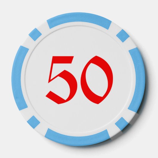 Schneemänner hellblau 50 gestreifter Poker-Chip Pokerchips (Rückseite)