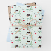 Schneemänner hören lockige Bäume Geschenkpapier Set (Beispiel)