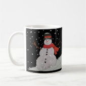 Schneemänner im Nachtschnee. Kaffeetasse (Links)
