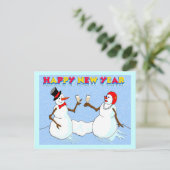 Schneemänner im Neujahr Feiertagspostkarte (Stehend Vorderseite)