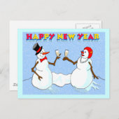 Schneemänner im Neujahr Feiertagspostkarte (Vorne/Hinten)