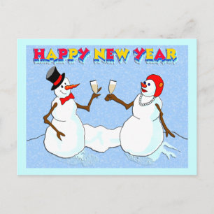 Schneemänner im Neujahr Feiertagspostkarte