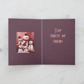 Schneemänner in einem süßen, kitschigen Weihnachts Karte (Innenseite)