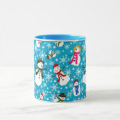 Schneemänner in Hüten gemustert Tasse (Zentrum)