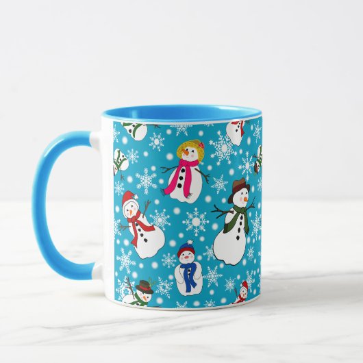 Schneemänner in Hüten gemustert Tasse (Links)