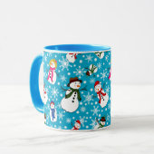 Schneemänner in Hüten gemustert Tasse (Vorderseite Links)