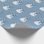 Schneemänner in Schneeflocken Geschenkpapier (Ecke)