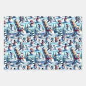 Schneemänner in verschiedenen erstaunlichen Szenar Geschenkpapier Set (Vorderseite 2)