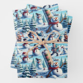 Schneemänner in verschiedenen erstaunlichen Szenar Geschenkpapier Set (Beispiel)