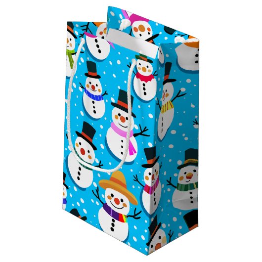 Schneemänner Kleine Geschenktüte (Rückseite Schrägansicht)