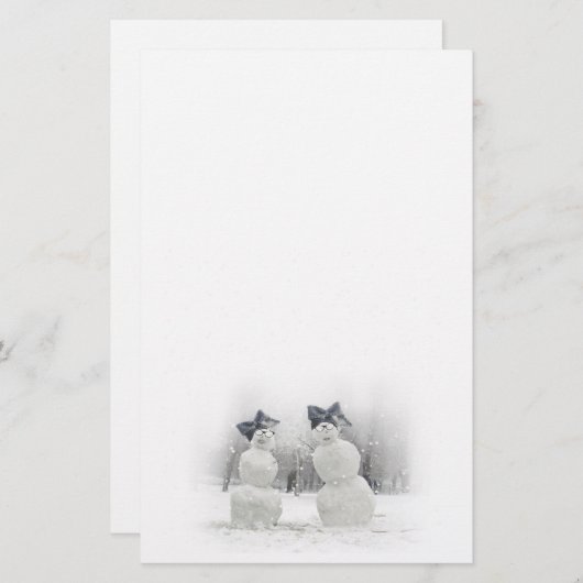 Schneemänner mit Big Bow Hats Briefpapier (Vorne/Hinten)