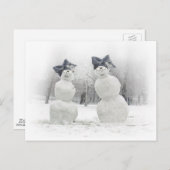 Schneemänner mit Big Bow Hats Postkarte (Vorne/Hinten)