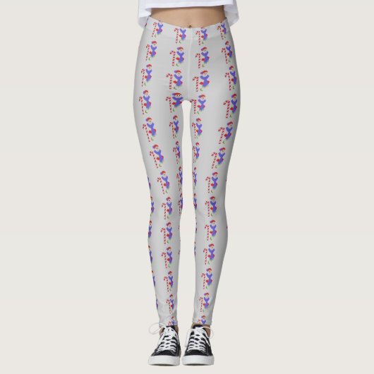 Schneemänner mit Candy Canes Leggings (Vorderseite)