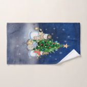 Schneemänner mit Geschenken unter dem Weihnachtsba Badhandtuch Set (Handtuch)