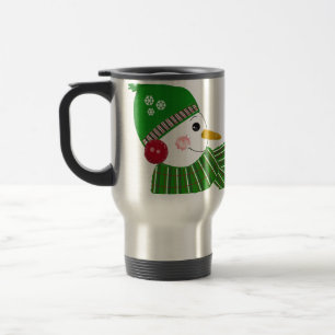 Schneemänner mit grünem und rotem Zubehör Reisebecher