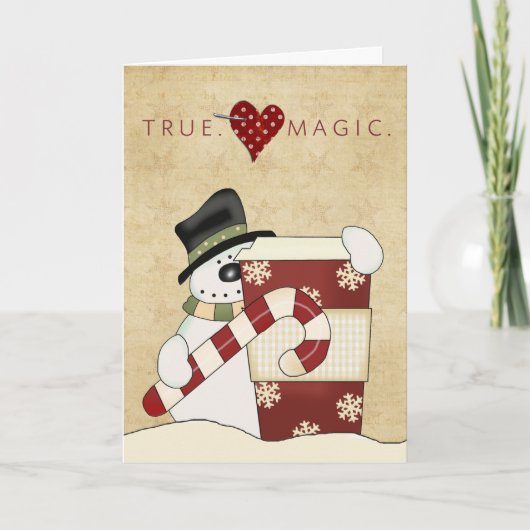 Schneemänner mit Kaffee Feiertagskarte (Vorderseite)