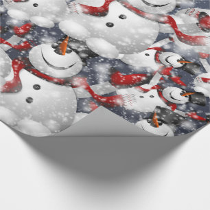 Schneemänner mit Schnee Geschenkpapier