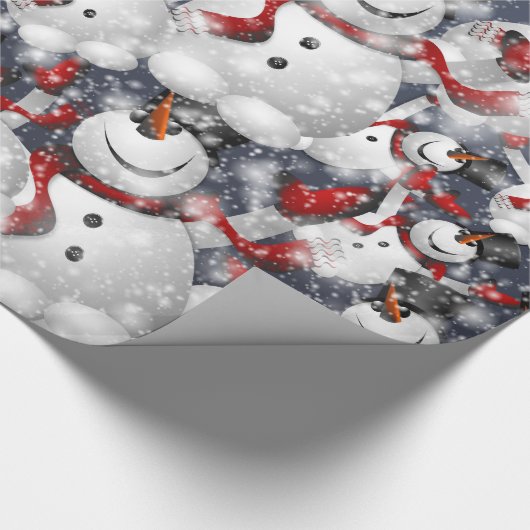 Schneemänner mit Schnee Geschenkpapier (Ecke)