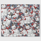 Schneemänner mit Schnee Geschenkpapier (Flach)