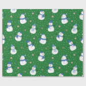 Schneemänner mit Smaragdgrünem Hintergrund Geschenkpapier (Flach)