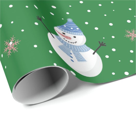 Schneemänner mit Smaragdgrünem Hintergrund Geschenkpapier (Rolleneckpunkt)