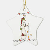 Schneemänner mit Sternenhimmel Keramikornament (Links)