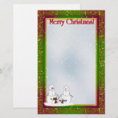 Schneemänner mit Weihnachtsbaumfamilie Briefpapier (Vorne/Hinten)