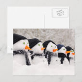 Schneemänner Nah in einer Reihe Postkarte (Vorne/Hinten)