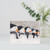 Schneemänner Nah in einer Reihe Postkarte (Stehend Vorderseite)