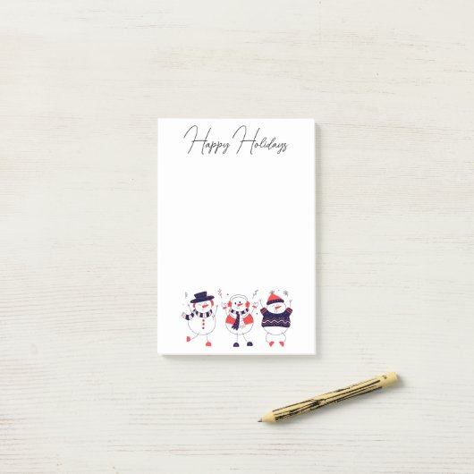 Schneemänner Post-it Klebezettel (Auf Schreibtisch)