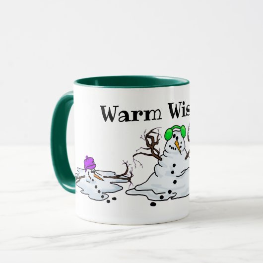 Schneemänner schmelzen Warm wünscht Tasse (Vorderseite Links)