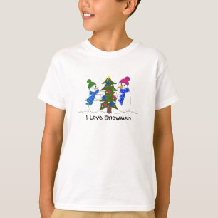 Schneemänner schmücken einen Baum T-Shirt