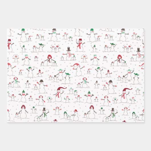 Schneemänner & Snowballs Packpapier Geschenkpapier Set (Vorderseite 3)