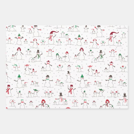 Schneemänner & Snowballs Packpapier Geschenkpapier Set (Vorderseite)