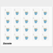 Schneemänner teilen sich einen Drink Square Sticke Quadratischer Aufkleber (Blatt)