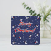 Schneemänner und glitzernde Schneekoppe Feiertagskarte (Stehend Vorderseite)