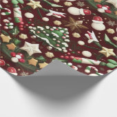 Schneemänner und goldene Sterne Geschenkpapier (Ecke)