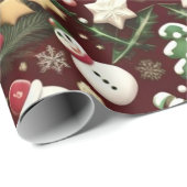 Schneemänner und goldene Sterne Geschenkpapier (Rolleneckpunkt)