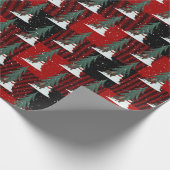 Schneemänner und Hirsche auf Kariertem Wrapping Pa Geschenkpapier (Ecke)