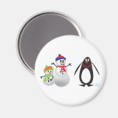 Schneemänner und Pinguin Magnet (Vorderseite/Rückseite)