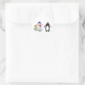 Schneemänner und Pinguin Runder Aufkleber (Tasche)