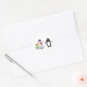 Schneemänner und Pinguin Runder Aufkleber (Umschlag)