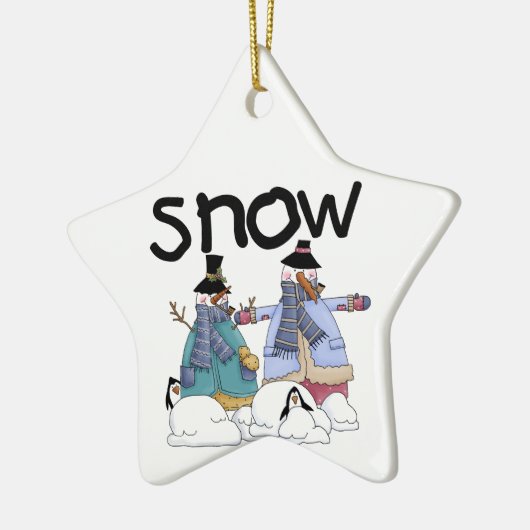 Schneemänner und Pinguine Keramikornament (Links)