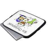 Schneemänner und Pinguine Weihnachten Laptopschutzhülle (Vorne Knopf)