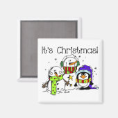 Schneemänner und Pinguine Weihnachten Magnet (Vorderseite/Rückseite)