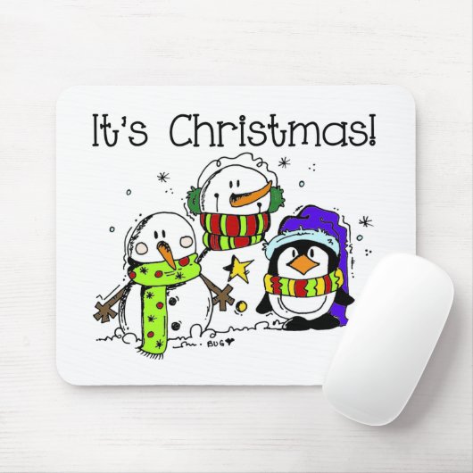 Schneemänner und Pinguine Weihnachten Mousepad (Mit Mouse)