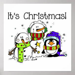 Schneemänner und Pinguine Weihnachten Poster