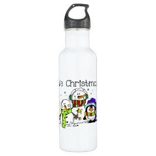 Schneemänner und Pinguine Weihnachten Trinkflasche
