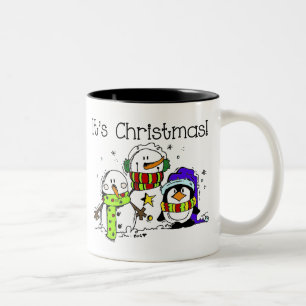 Schneemänner und Pinguine Weihnachten Zweifarbige Tasse