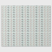 Schneemänner und Pinienbäume Grüne Bäume Weihnacht Geschenkpapier (Flach)